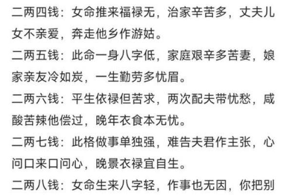 女人称骨算命表大全图