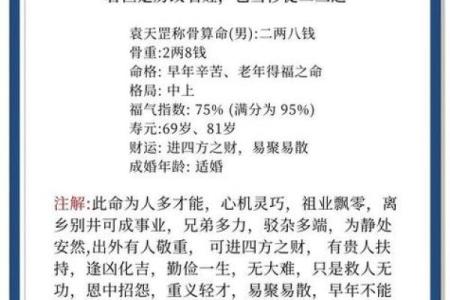 几两几钱命 算命几两几钱命查询表